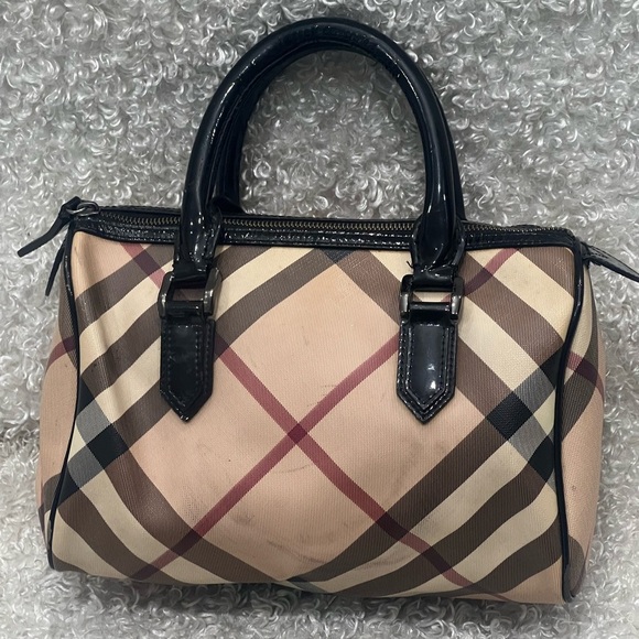 Burberry Black Nova Check PVC Chester Boston Bag
